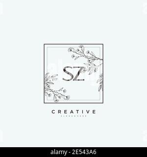 SZ Beauty vector initial logo art, handwriting logo of initial signature, wedding, fashion, jewerly, boutique, floral and botanical with creative temp Stock Vector