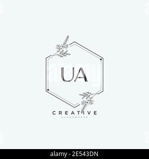 UA Beauty vector initial logo art, handwriting logo of initial signature, wedding, fashion, jewerly, boutique, floral and botanical with creative temp Stock Vector