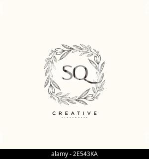 SQ Beauty vector initial logo art, handwriting logo of initial signature, wedding, fashion, jewerly, boutique, floral and botanical with creative temp Stock Vector