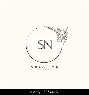 SN Beauty vector initial logo art, handwriting logo of initial signature, wedding, fashion, jewerly, boutique, floral and botanical with creative temp Stock Vector