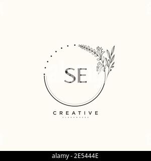 SE Beauty vector initial logo art, handwriting logo of initial signature, wedding, fashion, jewerly, boutique, floral and botanical with creative temp Stock Vector
