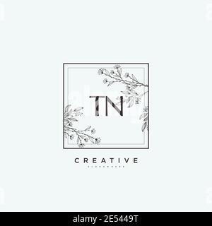 TN Beauty vector initial logo art, handwriting logo of initial signature, wedding, fashion, jewerly, boutique, floral and botanical with creative temp Stock Vector