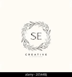 SE Beauty vector initial logo art, handwriting logo of initial signature, wedding, fashion, jewerly, boutique, floral and botanical with creative temp Stock Vector