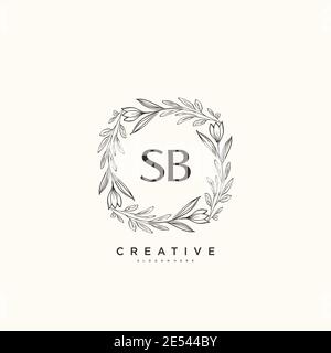 SB Beauty vector initial logo art, handwriting logo of initial signature, wedding, fashion, jewerly, boutique, floral and botanical with creative temp Stock Vector