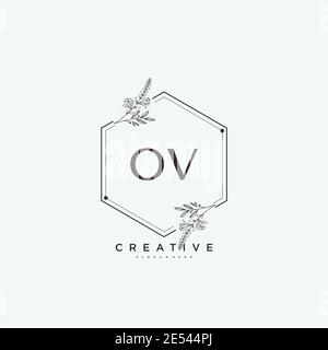OV Beauty vector initial logo art, handwriting logo of initial signature, wedding, fashion, jewerly, boutique, floral and botanical with creative temp Stock Vector