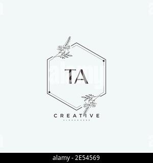 TA Beauty vector initial logo art, handwriting logo of initial signature, wedding, fashion, jewerly, boutique, floral and botanical with creative temp Stock Vector