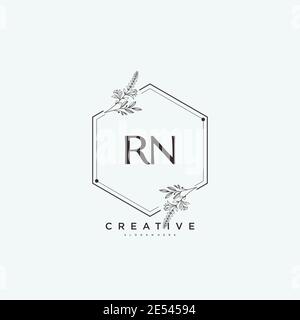 RN Beauty vector initial logo art, handwriting logo of initial signature, wedding, fashion, jewerly, boutique, floral and botanical with creative temp Stock Vector