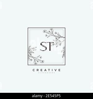 ST Beauty vector initial logo art, handwriting logo of initial signature, wedding, fashion, jewerly, boutique, floral and botanical with creative temp Stock Vector