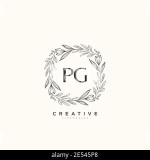 PG Beauty vector initial logo art, handwriting logo of initial signature, wedding, fashion, jewerly, boutique, floral and botanical with creative temp Stock Vector
