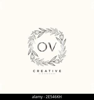 OV Beauty vector initial logo art, handwriting logo of initial signature, wedding, fashion, jewerly, boutique, floral and botanical with creative temp Stock Vector