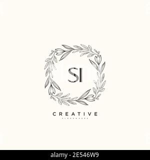 SI Beauty vector initial logo art, handwriting logo of initial signature, wedding, fashion, jewerly, boutique, floral and botanical with creative temp Stock Vector