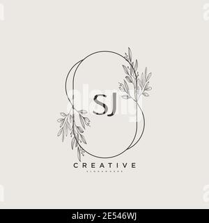 SJ Beauty vector initial logo art, handwriting logo of initial signature, wedding, fashion, jewerly, boutique, floral and botanical with creative temp Stock Vector