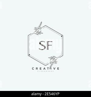 SF Beauty vector initial logo art, handwriting logo of initial signature, wedding, fashion, jewerly, boutique, floral and botanical with creative temp Stock Vector