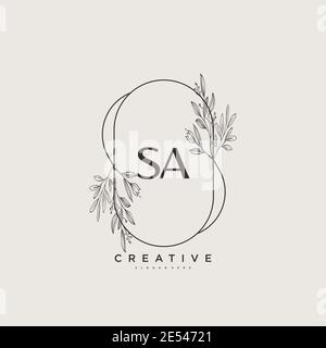 SA Beauty vector initial logo art, handwriting logo of initial signature, wedding, fashion, jewerly, boutique, floral and botanical with creative temp Stock Vector