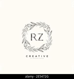 RZ Beauty vector initial logo art, handwriting logo of initial signature, wedding, fashion, jewerly, boutique, floral and botanical with creative temp Stock Vector