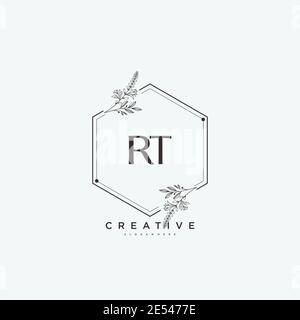 RT Beauty vector initial logo art, handwriting logo of initial signature, wedding, fashion, jewerly, boutique, floral and botanical with creative temp Stock Vector