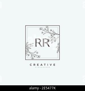 RR Beauty vector initial logo art, handwriting logo of initial signature, wedding, fashion, jewerly, boutique, floral and botanical with creative temp Stock Vector