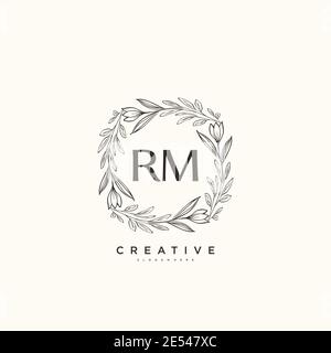 RM Beauty vector initial logo art, handwriting logo of initial signature, wedding, fashion, jewerly, boutique, floral and botanical with creative temp Stock Vector