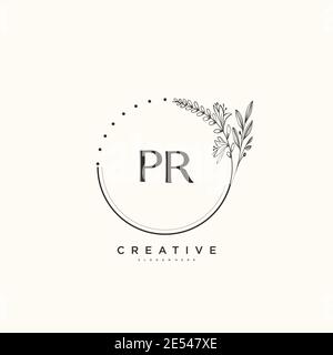 PR Beauty vector initial logo art, handwriting logo of initial signature, wedding, fashion, jewerly, boutique, floral and botanical with creative temp Stock Vector