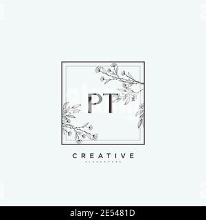 PT Beauty vector initial logo art, handwriting logo of initial signature, wedding, fashion, jewerly, boutique, floral and botanical with creative temp Stock Vector