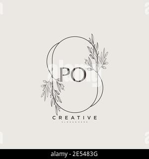 PO Beauty vector initial logo art, handwriting logo of initial signature, wedding, fashion, jewerly, boutique, floral and botanical with creative temp Stock Vector