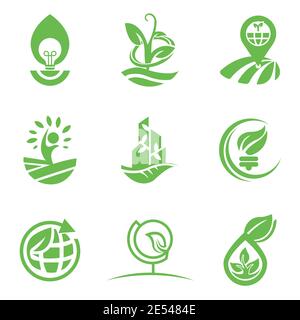 Eco Logo Design Template For Business And Company Stock Vector