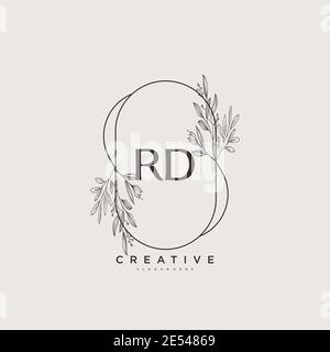 RD Beauty vector initial logo art, handwriting logo of initial signature, wedding, fashion, jewerly, boutique, floral and botanical with creative temp Stock Vector