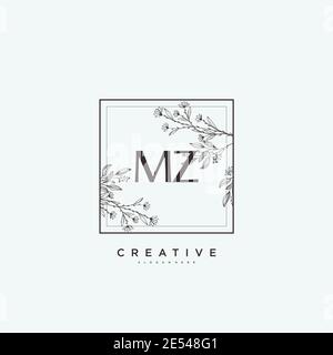 MZ Beauty vector initial logo art, handwriting logo of initial signature, wedding, fashion, jewerly, boutique, floral and botanical with creative temp Stock Vector