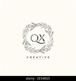 QX Beauty vector initial logo art, handwriting logo of initial signature, wedding, fashion, jewerly, boutique, floral and botanical with creative temp Stock Vector