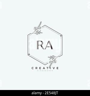 RA Beauty vector initial logo art, handwriting logo of initial signature, wedding, fashion, jewerly, boutique, floral and botanical with creative temp Stock Vector