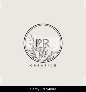 PR Beauty vector initial logo art, handwriting logo of initial signature, wedding, fashion, jewerly, boutique, floral and botanical with creative temp Stock Vector