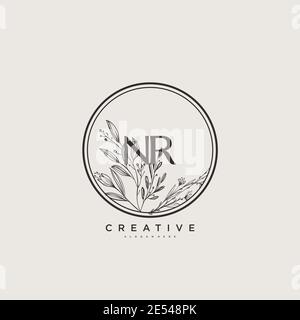 NR Beauty vector initial logo art, handwriting logo of initial signature, wedding, fashion, jewerly, boutique, floral and botanical with creative temp Stock Vector