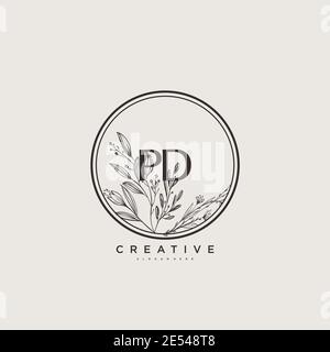 PD Beauty vector initial logo art, handwriting logo of initial signature, wedding, fashion, jewerly, boutique, floral and botanical with creative temp Stock Vector
