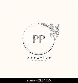PP Beauty vector initial logo art, handwriting logo of initial signature, wedding, fashion, jewerly, boutique, floral and botanical with creative temp Stock Vector
