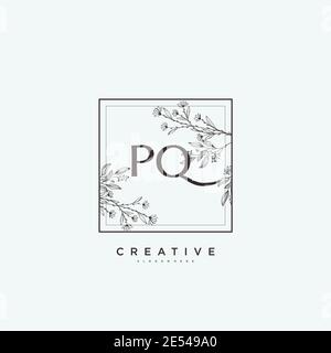 PQ Beauty vector initial logo art, handwriting logo of initial signature, wedding, fashion, jewerly, boutique, floral and botanical with creative temp Stock Vector