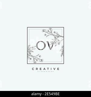 OV Beauty vector initial logo art, handwriting logo of initial signature, wedding, fashion, jewerly, boutique, floral and botanical with creative temp Stock Vector