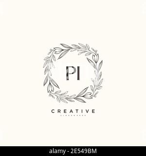 PI Beauty vector initial logo art, handwriting logo of initial signature, wedding, fashion, jewerly, boutique, floral and botanical with creative temp Stock Vector