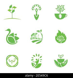 Eco Logo Design Template For Business And Company Stock Vector