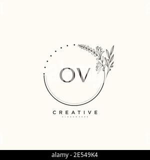 OV Beauty vector initial logo art, handwriting logo of initial signature, wedding, fashion, jewerly, boutique, floral and botanical with creative temp Stock Vector