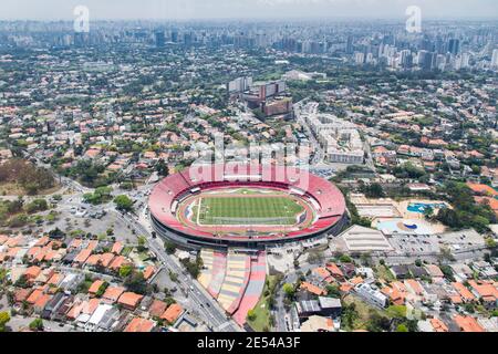 Aerial view of Morumbi soccer stadium at Sao Paulo - Brazil São Paulo Futebol Clube, bairro do Morumbi Stock Photo