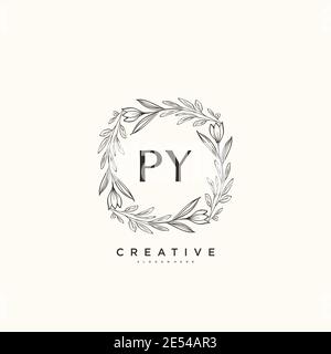 PY Beauty vector initial logo art, handwriting logo of initial signature, wedding, fashion, jewerly, boutique, floral and botanical with creative temp Stock Vector
