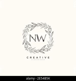 NW Beauty vector initial logo art, handwriting logo of initial signature, wedding, fashion, jewerly, boutique, floral and botanical with creative temp Stock Vector