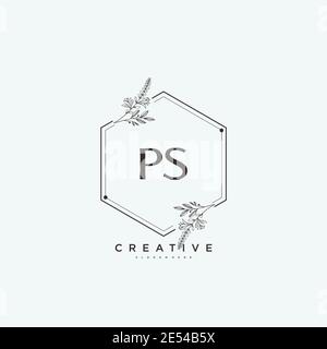 PS Beauty vector initial logo art, handwriting logo of initial signature, wedding, fashion, jewerly, boutique, floral and botanical with creative temp Stock Vector