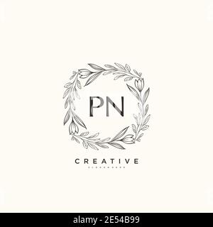 PN Beauty vector initial logo art, handwriting logo of initial signature, wedding, fashion, jewerly, boutique, floral and botanical with creative temp Stock Vector