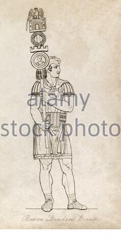 Ancient Rome, Standard Bearer, vintage illustration from 1814 Stock Photo