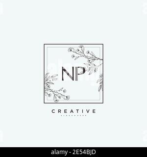 NP Beauty vector initial logo art, handwriting logo of initial signature, wedding, fashion, jewerly, boutique, floral and botanical with creative temp Stock Vector