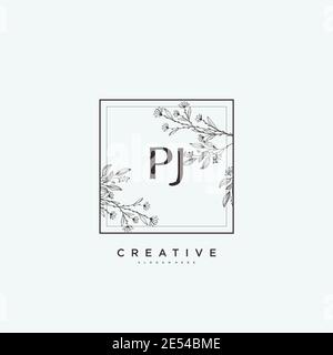 PJ Beauty vector initial logo art, handwriting logo of initial signature, wedding, fashion, jewerly, boutique, floral and botanical with creative temp Stock Vector
