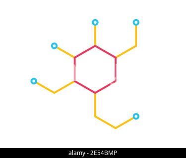 Simple chemistry formula and molecule line icon. Symbol and sign vector illustration design. Isolated on white background. Stock Vector