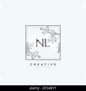 NL Beauty vector initial logo art, handwriting logo of initial signature, wedding, fashion, jewerly, boutique, floral and botanical with creative temp Stock Vector