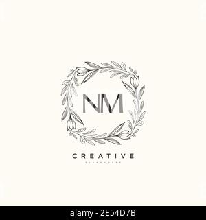 NM Beauty vector initial logo art, handwriting logo of initial signature, wedding, fashion, jewerly, boutique, floral and botanical with creative temp Stock Vector
